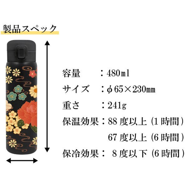 Wahodo Stainless Steel One-Touch Water Bottle Japanese Souvenir (350ml / 480ml)