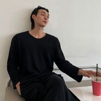 華夫格U領長袖