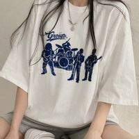 Tight Short Sleeve Band Graphic Oversized T-Shirt