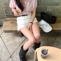 Teddy Knit Top with Pendant and Tweed Raglan Sleeves