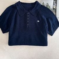 Teddy Knit Top with Pendant and Tweed Raglan Sleeves