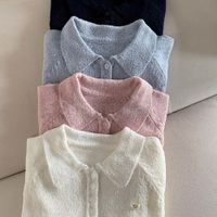 Teddy Knit Top with Pendant and Tweed Raglan Sleeves