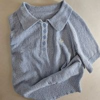 Teddy Knit Top with Pendant and Tweed Raglan Sleeves