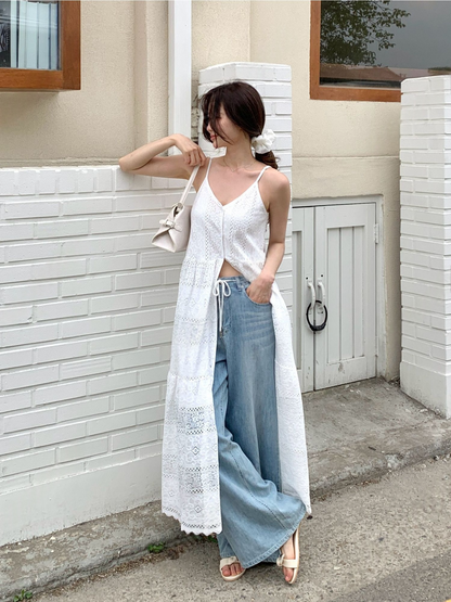 蕾絲刺繡吊帶長裙 | Lace Embroidery Slip Dress