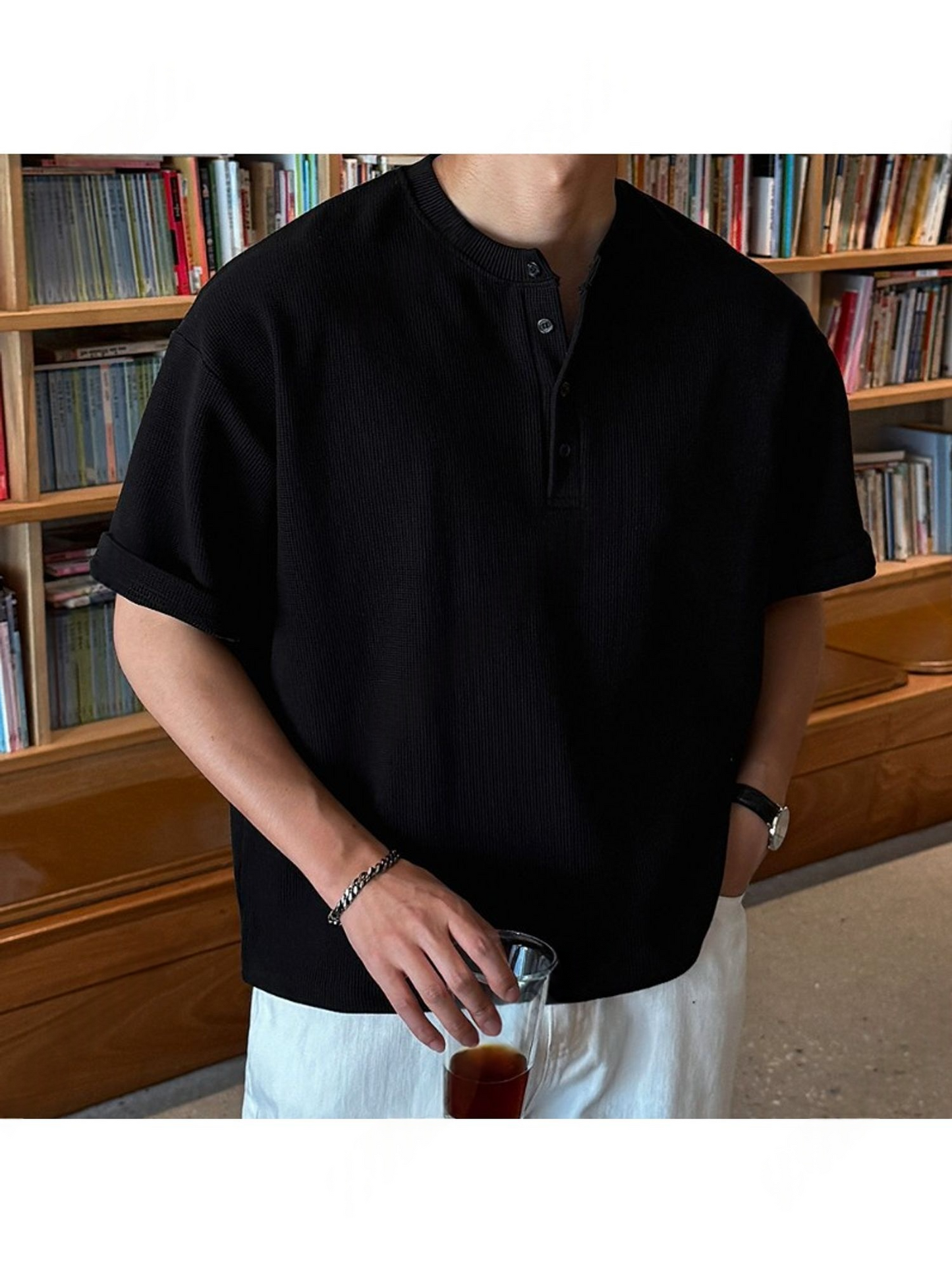 華夫格亨利領T恤
