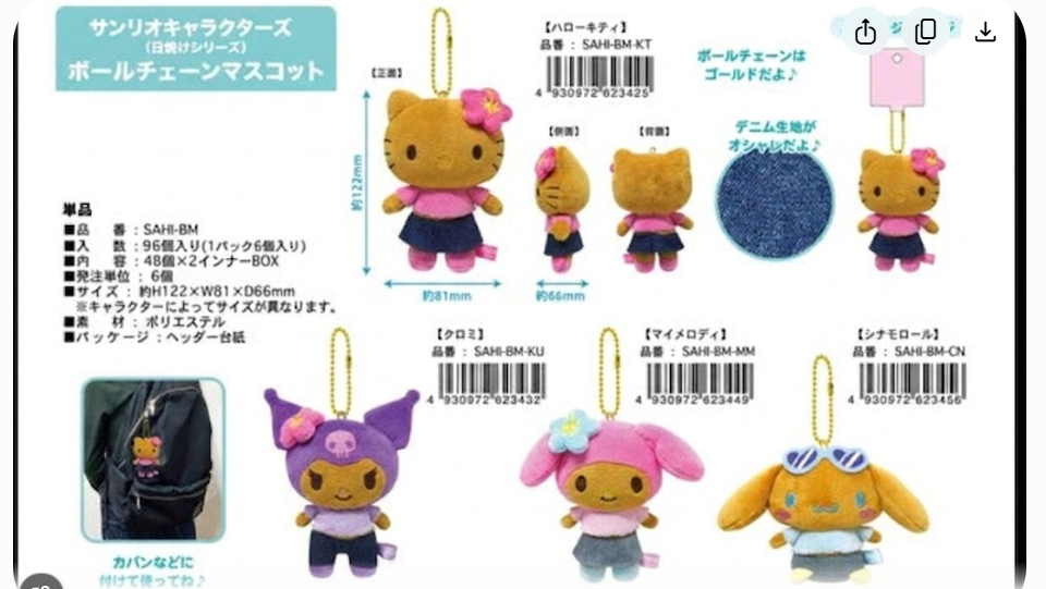 Sanrio Character Black Collection Ball Chain Mascot SAHI-BM 4 Styles Available [Pre-order] Ships Late May