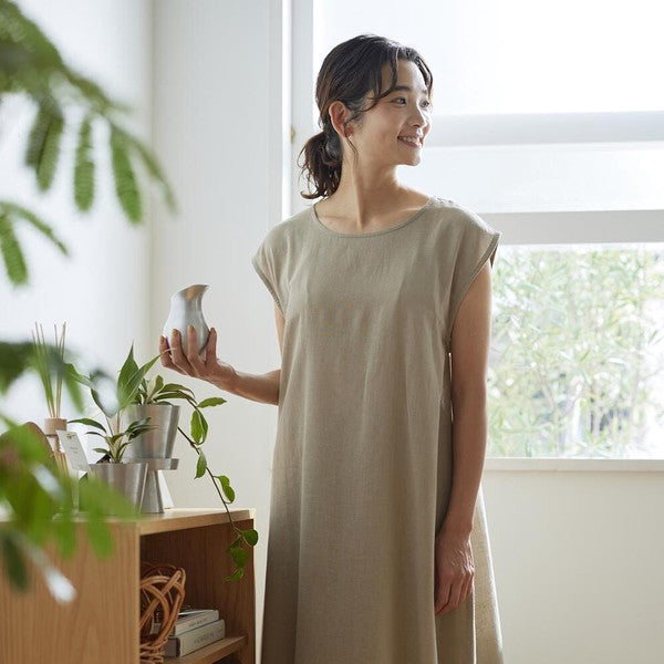 棉麻家居服短袖連身裙 側面