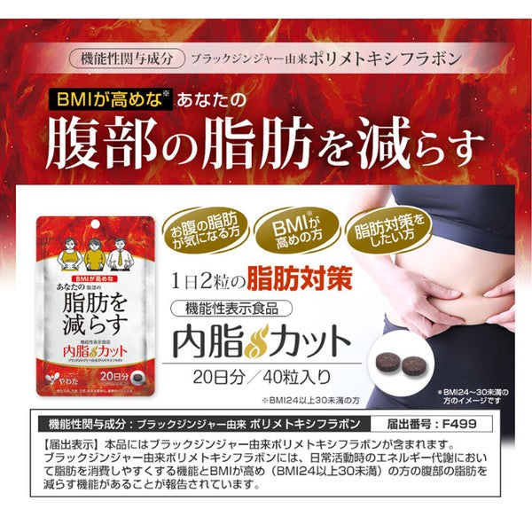 [Japan direct mail order] Yawata Naishicut Black Ginger Extract Polymethoxyflavone Functional Food 20-day supply, 40 capsules