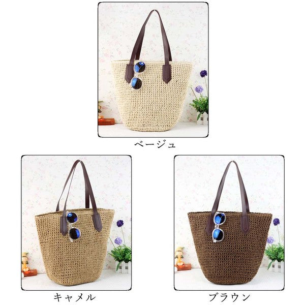 女士稻草編托特包 3色全覽 Beige/Camel/Brown