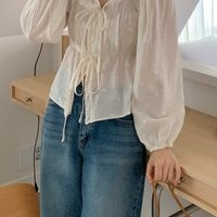 Maid Lace Tie Blouse